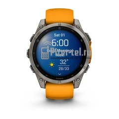 Умные часы Garmin Fenix 8 51mm Amoled Sapphire Lens DLC Титановый с оранжевый ремешком